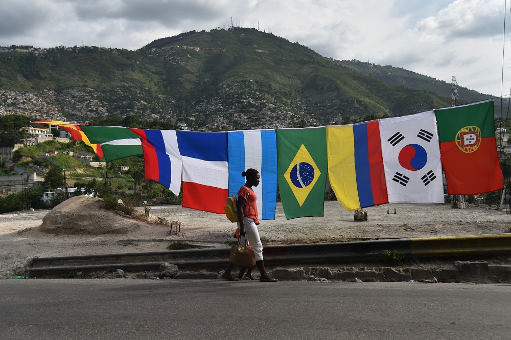 Some flags of countries that will participate in the Russia 2018 World Cup are on display for sale, in the Petion Ville Commune, in the Haitian capital, Port-au-Prince, on May 27, 2018. u00e2u20acu201d AFP pic 