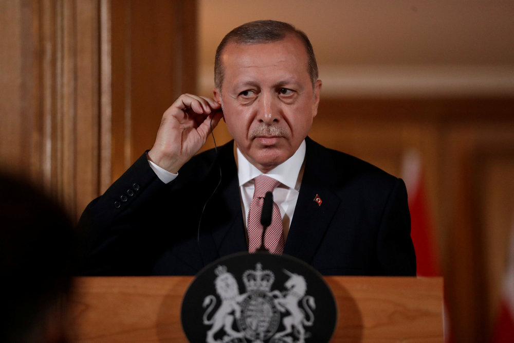 Turkey's President Recep Tayyip Erdogan listens during a news conference in London May 15, 2018. u00e2u20acu201d Reuters pic