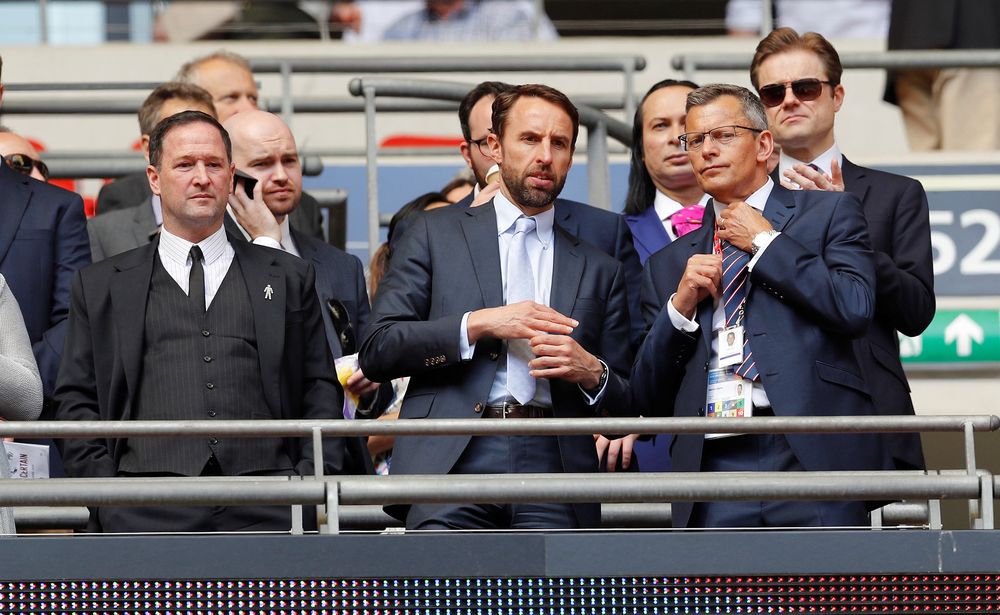 File picture shows England manager Gareth Southgate and assistant manager Steve Holland in the stands during the FA Cup Semi Final match Chelsea v Southampton in Wembley Stadium, London, April 22, 2018. u00e2u20acu201d Reuters pic