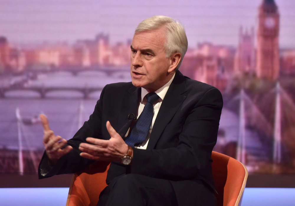 John McDonnell, Labour's shadow chancellor, appears on the BBC's Andrew Marr Show in London May 6, 2018. u00e2u20acu201d Reuters pic