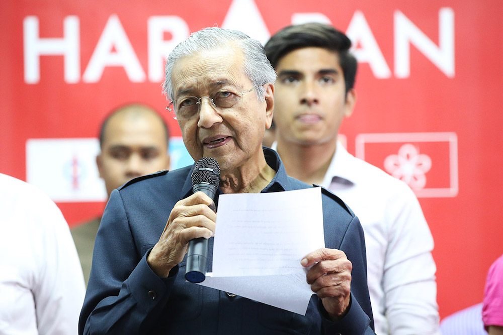 Newly elected Prime Minister Tun Dr Mahathir Mohamad attends a news conference in Menara Yayasan Selangor May 12, 2018. u00e2u20acu201d Picture by Azinuddin Ghazali