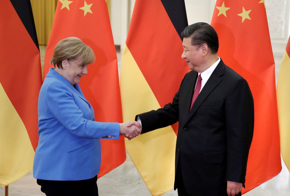 Chinau00e2u20acu2122s President Xi Jinping meets German Chancellor Angela Merkel at the Great Hall of the People in Beijing, May 24, 2018. u00e2u20acu201d Reuters pic