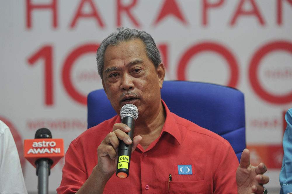 Tan Sri Muhyiddin Yassin speaks during a press conference in Ayer Hitam May 3, 2018. u00e2u20acu201d Picture by Shafwan Zaidon