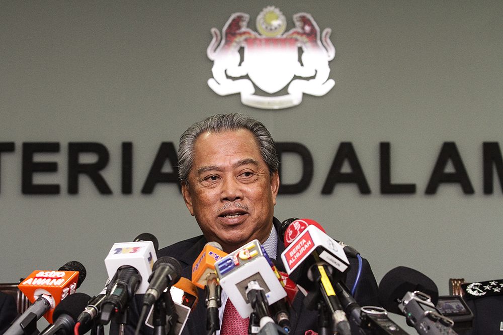 Tan Sri Muhyiddin Yassin speaks at the Department of Home Affairs in Putrajaya May 22, 2018. u00e2u20acu2022 Picture by Miera Zulyana