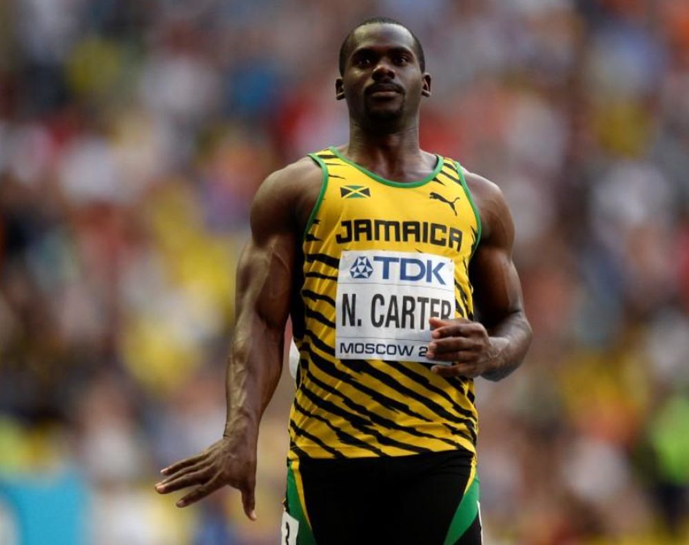 Nesta Carter of Jamaica reacts after winning his men's 100 metres heats during the IAAF World Athletics Championships at the Luzhniki stadium in Moscow August 10, 2013. u00e2u20acu201d Reuters pic