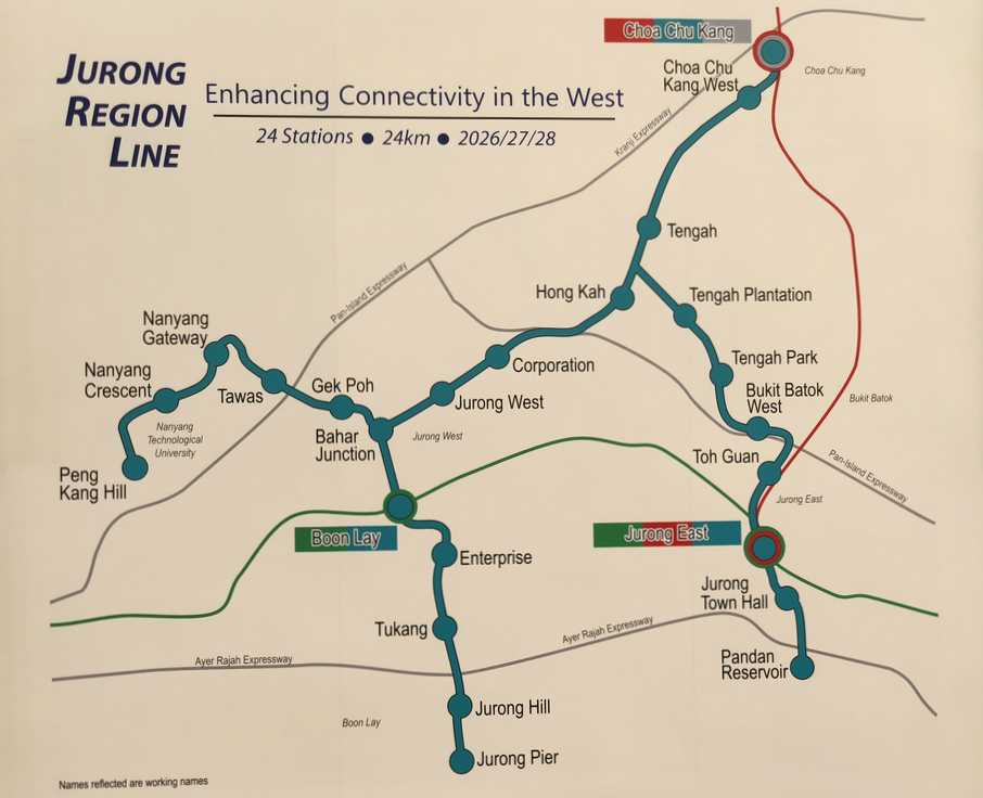 The stations along the Jurong Region Line, while will be open in three phases from 2026. — TODAY pic