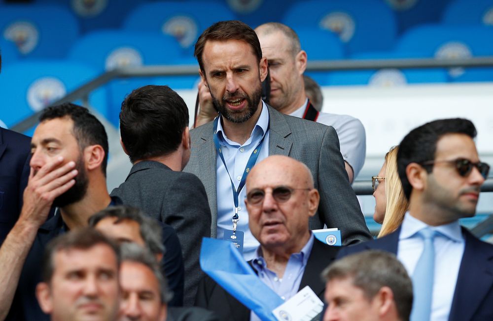England manager Gareth Southgate in the stands before the Premier League match Manchester City vs Huddersfield Town in Etihad Stadium, Manchester, May 6, 2018. u00e2u20acu201d Reuters pic