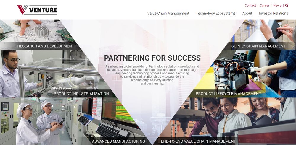 Screengrab of Singapore's Venture Corp portal on the internet May 9, 2018.