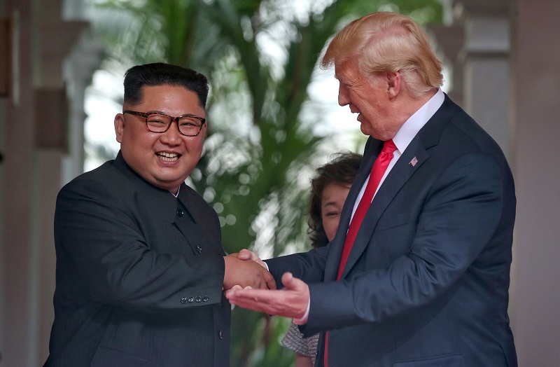 US President Donald Trump meets North Korean leader Kim Jong-un at the Capella Hotel on Sentosa island in Singapore June 12, 2018. u00e2u20acu201d Kevin Lim/The Straits Times handout via Reuters