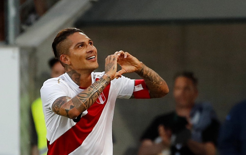 Peruu00e2u20acu2122s Paolo Guerrero celebrates scoring their second goal against Saudi Arabia at St. Gallen in Switzerland June 3, 2018. u00e2u20acu201d Reuters pic