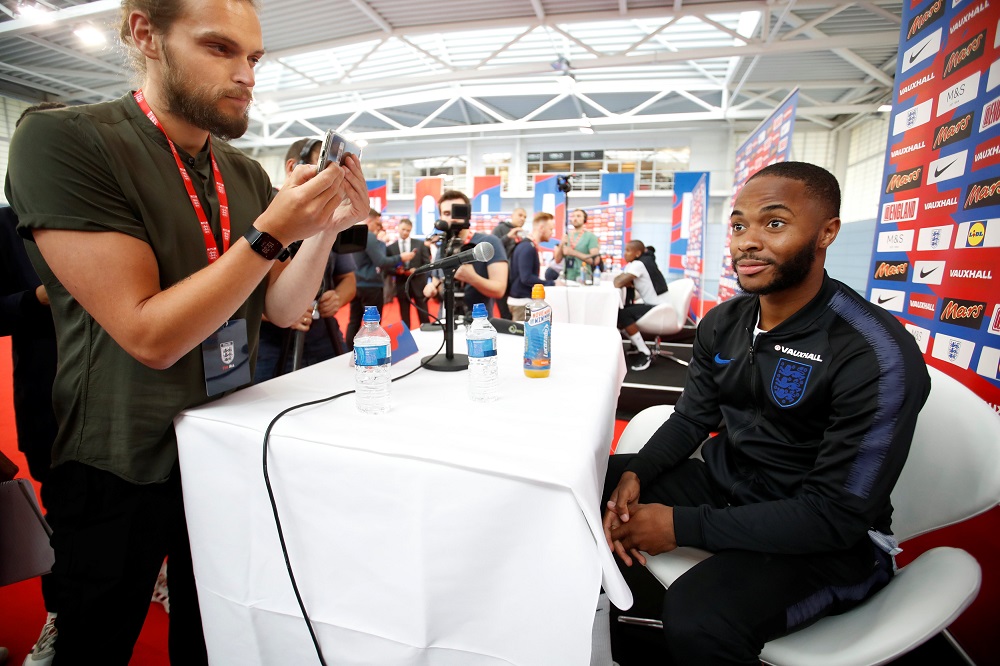 Englandu00e2u20acu2122s Raheem Sterling during the media day at Burton Upon Trent June 5, 2018. u00e2u20acu201d Picture by Action Images via Reuters