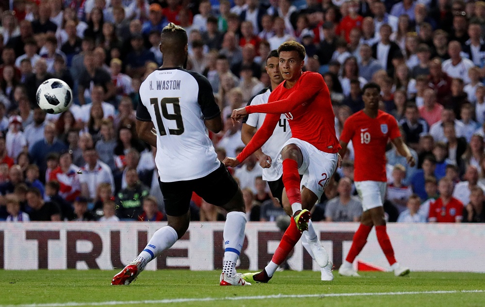 England's Dele Alli crosses for Danny Welbeck (not pictured) to score their second goal against Costa Rica in Leeds June 7, 2018. u00e2u20acu201d Reuters pic