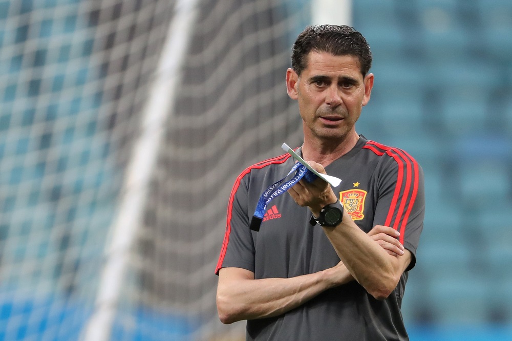 Spain coach Fernando Hierro during training in Sochi June 14, 2018. u00e2u20acu201d Reuters pic