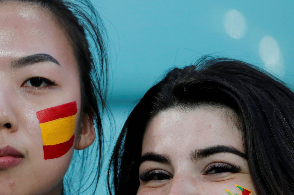 Fans smile inside the stadium before the Group B match between Portugal and Spain in Sochi June 15, 2018. u00e2u20acu201d Reuters pic
