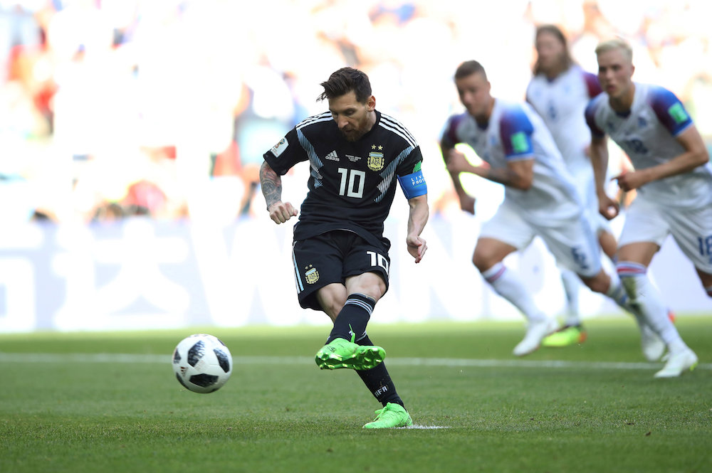 Argentinau00e2u20acu2122s Lionel Messi misses a penalty during the Group D game against Iceland at the 2018 Fifa World Cup in Moscow June 16, 2018. u00e2u20acu201d Reuters pic