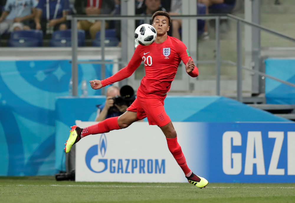 Englandu00e2u20acu2122s Dele Alli in action during the Group G match against Tunisia at the 2018 Fifa World Cup in Volgograd June 18, 2018. u00e2u20acu201d Reuters pic