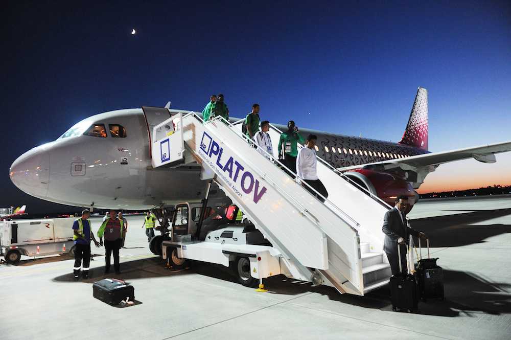 Players of Saudi Arabiau00e2u20acu2122s national football team leave Airbus A319 from St Petersburg in Rostov-on-Don June 19, 2018. u00e2u20acu201d Reuters pic