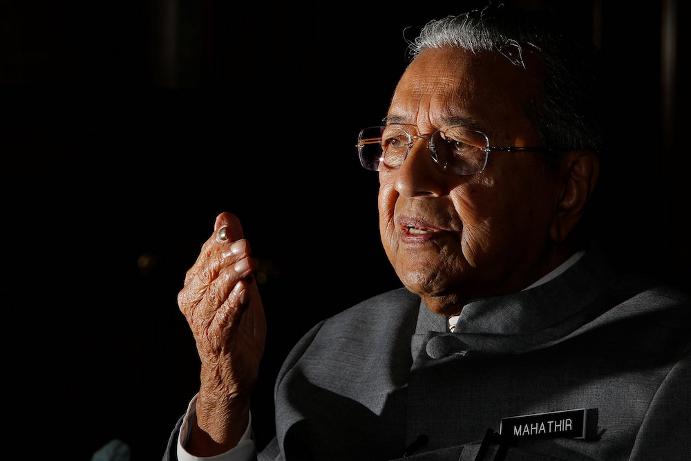 Prime Minister Tun Dr Mahathir Mohamad speaks during an interview with Reuters in Putrajaya June 19, 2018. u00e2u20acu201d Reuters pic