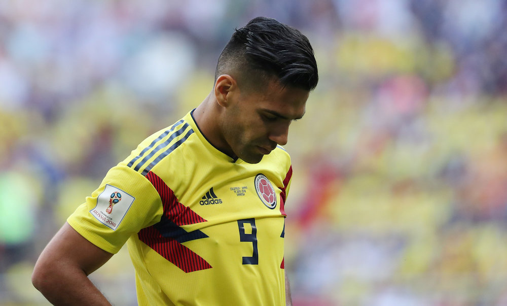 Colombiau00e2u20acu2122s Radamel Falcao reacts in World Cup match against Japan in Saransk June 19, 2018. u00e2u20acu201d Reuters pic