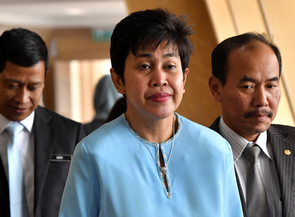 Datuk Nor Shamsiah Mohd Yunus arrives for a news conference at the Finance Ministry in Putrajaya June 22, 2018. u00e2u20acu201d Reuters pic