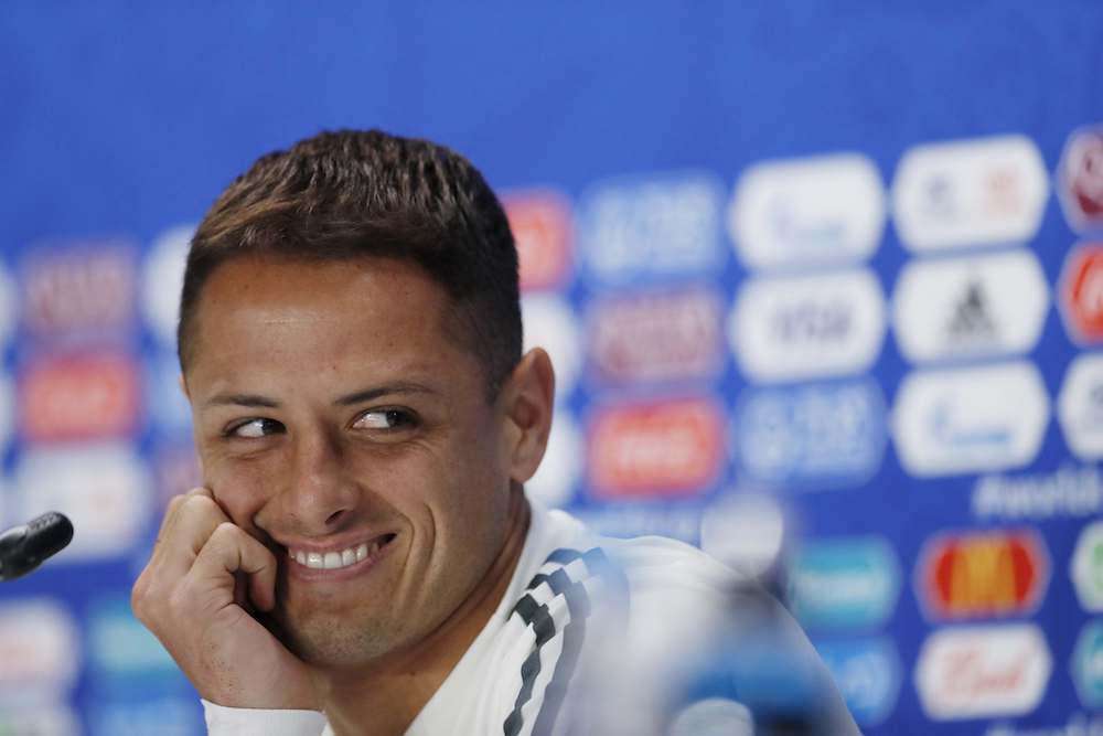 Mexicou00e2u20acu2122s Javier Hernandez smiles during a news conference for the 2018 Fifa World Cup in Yekaterinburg June 25, 2018. u00e2u20acu201d Reuters pic