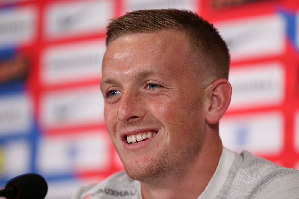 Englandu00e2u20acu2122s Jordan Pickford smiles during a press conference for the 2018 Fifa World Cup in St Petersburg June 21, 2018. u00e2u20acu201d Reuters pic