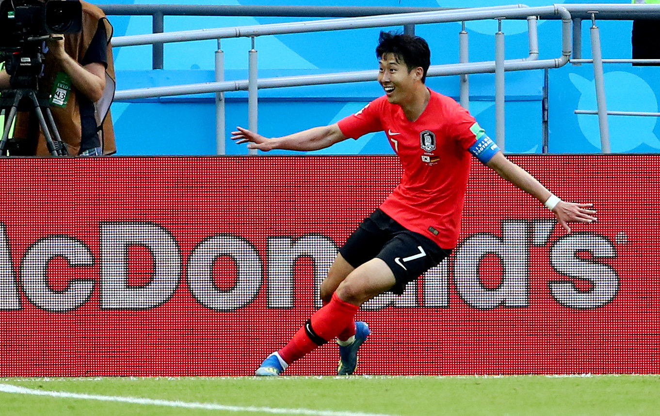 South Koreau00e2u20acu2122s Son Heung-min celebrates scoring their second goal against Germany at the 2018 Fifa World Cup in Kazan June 27, 2018. u00e2u20acu201d Reuters pic