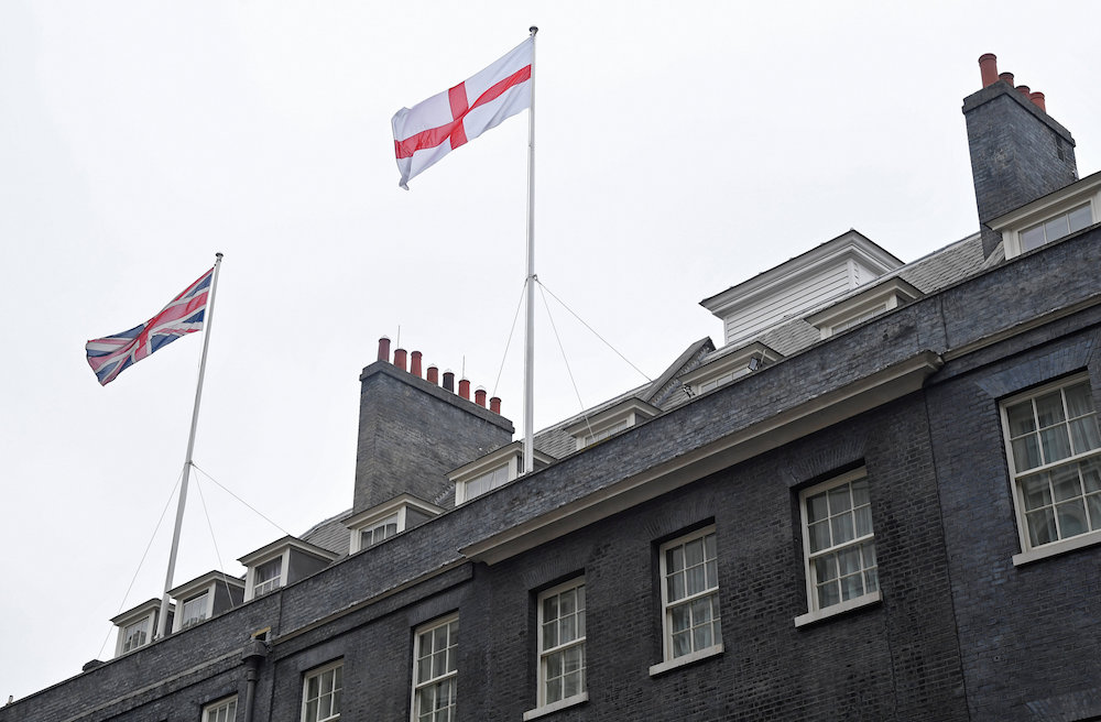 The St Georgeu00e2u20acu2122s Flag flies above 10 Downing Street, on the day England plays in the World Cup, in London June 28, 2018. u00e2u20acu201d Reuters pic