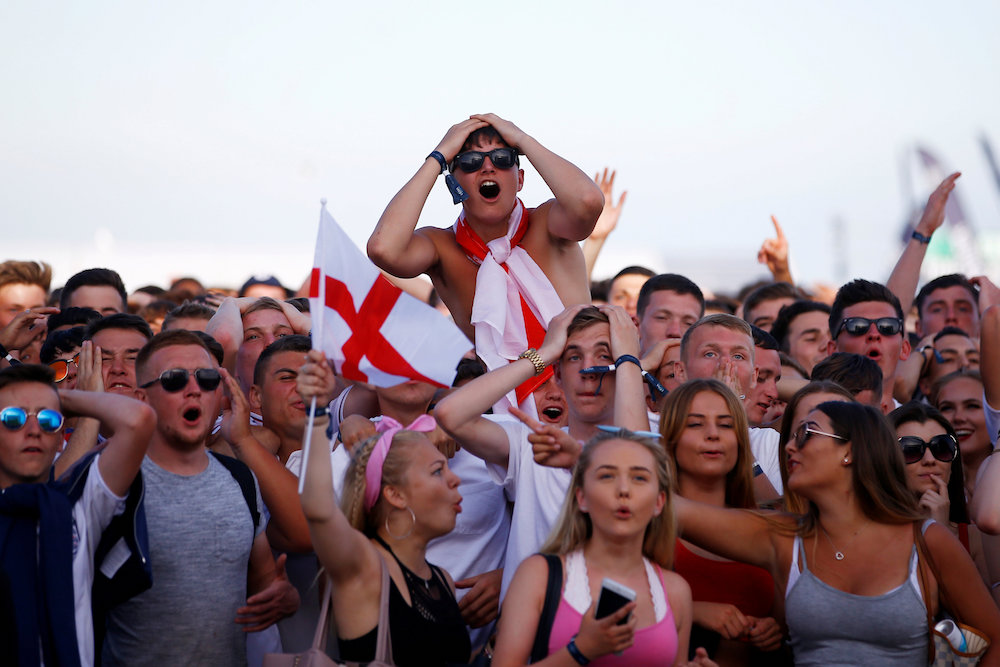 England fans watch the 2018 Fifa World Cup match against Belgium in Brighton June 28, 2018. u00e2u20acu201d Reuters pic