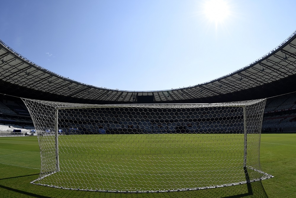 View of one of the original goals, used in the legendary 7-1 2014 World Cup semi-final match between Germany and Brazil, at the Mineirao stadium in Belo Horizonte, Brazil June 5, 2018. u00e2u20acu201d AFP pic