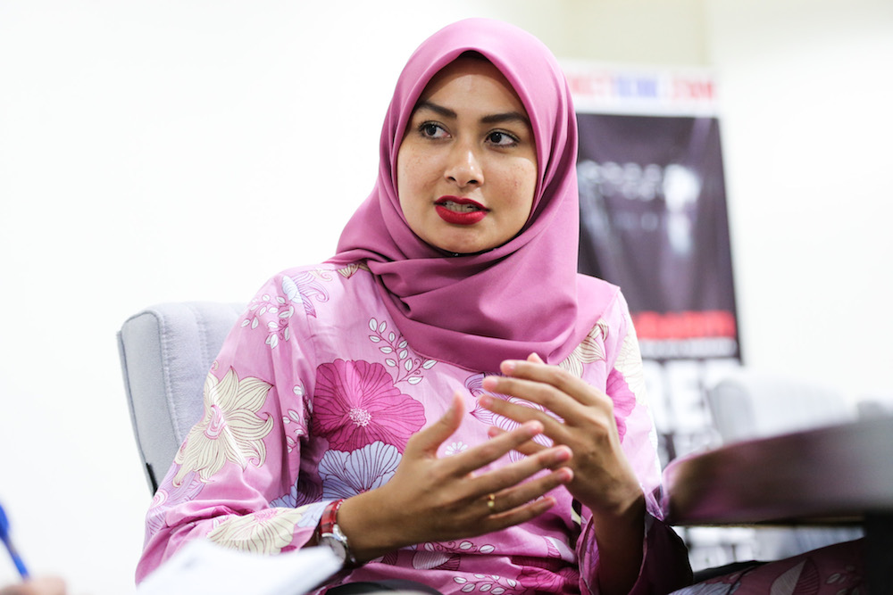 Ketari state assemblyman Syefura Othman, or also known as Rara, speaks to Malay Mail at DAP headquarters in Kuala Lumpur June 12, 2018. u00e2u20acu201d Picture by Ahmad Zamzahuri