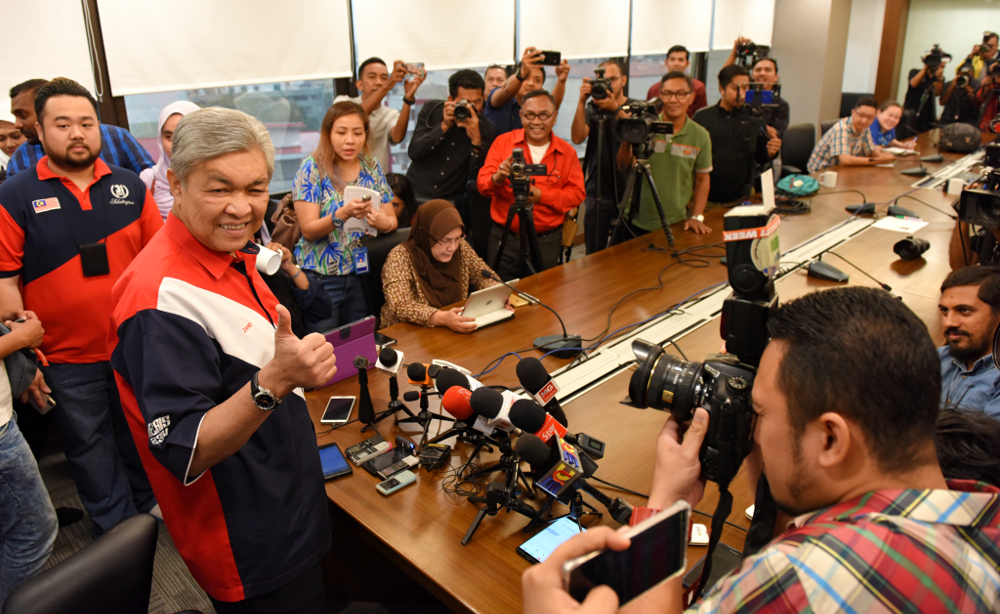 Datuk Seri Ahmad Zahid Hamidi speaks during a press conference June 23, 2018. 