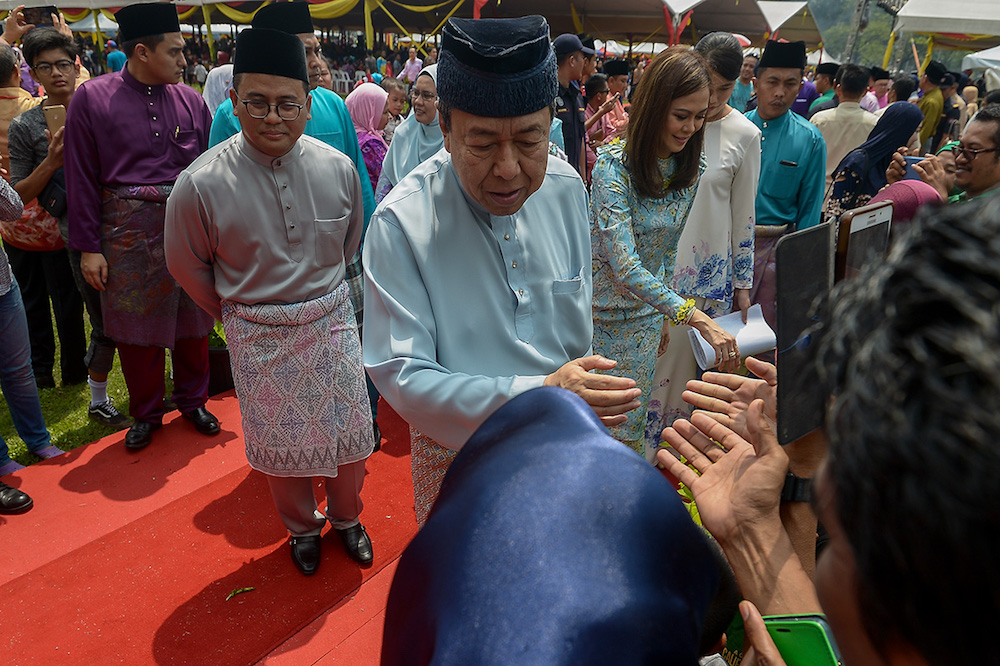 Sultan of Selangor, Sultan Sharafuddin Idris Shah, and Tengku Permaisuri of Selangor, Tengku Permaisuri Norashikin, attend the state-level Aidilfitri open house in Shah Alam June 24, 2018. u00e2u20acu201d Picture by Mukhriz Hazim