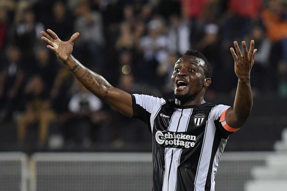 Terengganu FC captain Tchetche Hermann Brice Kipre protests after his goal was disallowed in their match against Negeri Sembilan at Stadium Sultan Ismail Nasiruddin Shah in Kuala Terengganu, June 27, 2018. u00e2u20acu201d Bernama pic