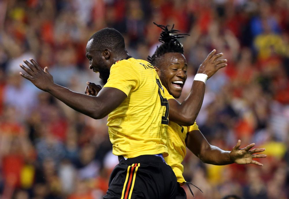 Belgium's Michy Batshuayi celebrates scoring the fourth goal with Romelu Lukaku in Brussels June 11, 2018. u00e2u20acu2022 Reuters pic