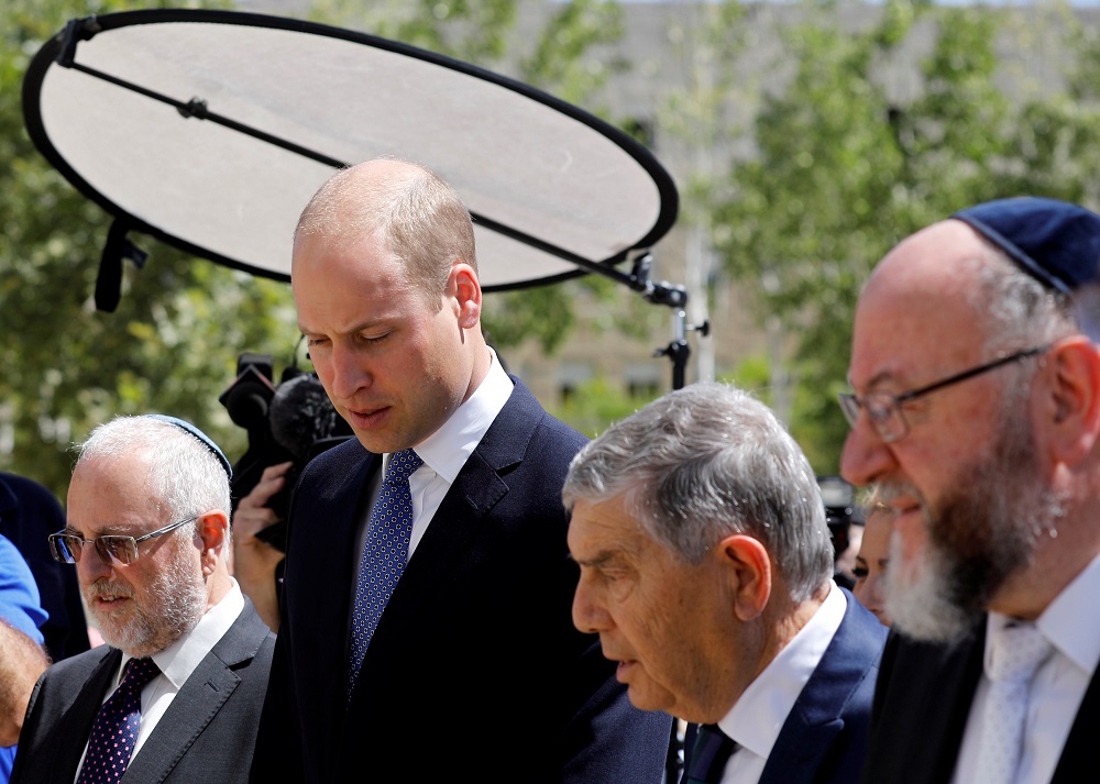 Britain's Prince William, accompanied by Chairman of Yad Vashem Avner Shalev, arrives to the Yad Vashem World Holocaust Remembrance Center in Jerusalem, June 26, 2018. u00e2u20acu201d Reuters pic