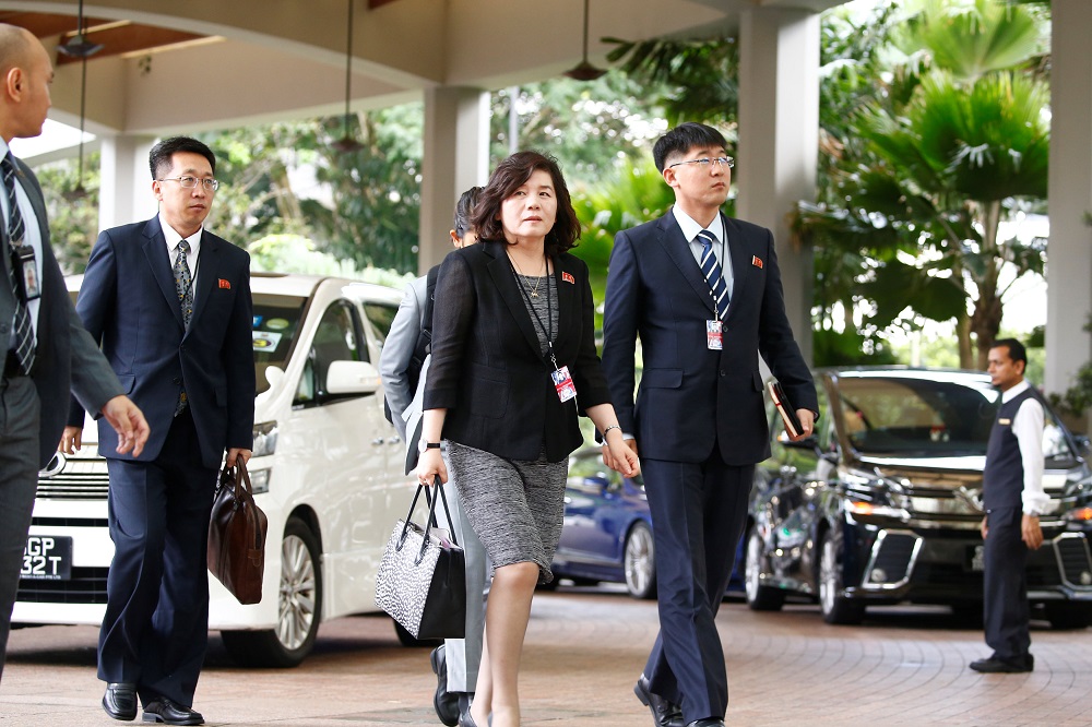 North Korean official Choi Sun-hee arrives at Ritz Carlton Hotel for a working-level meeting with US officials in Singapore, June 11, 2018. u00e2u20acu201d Reuters pic
