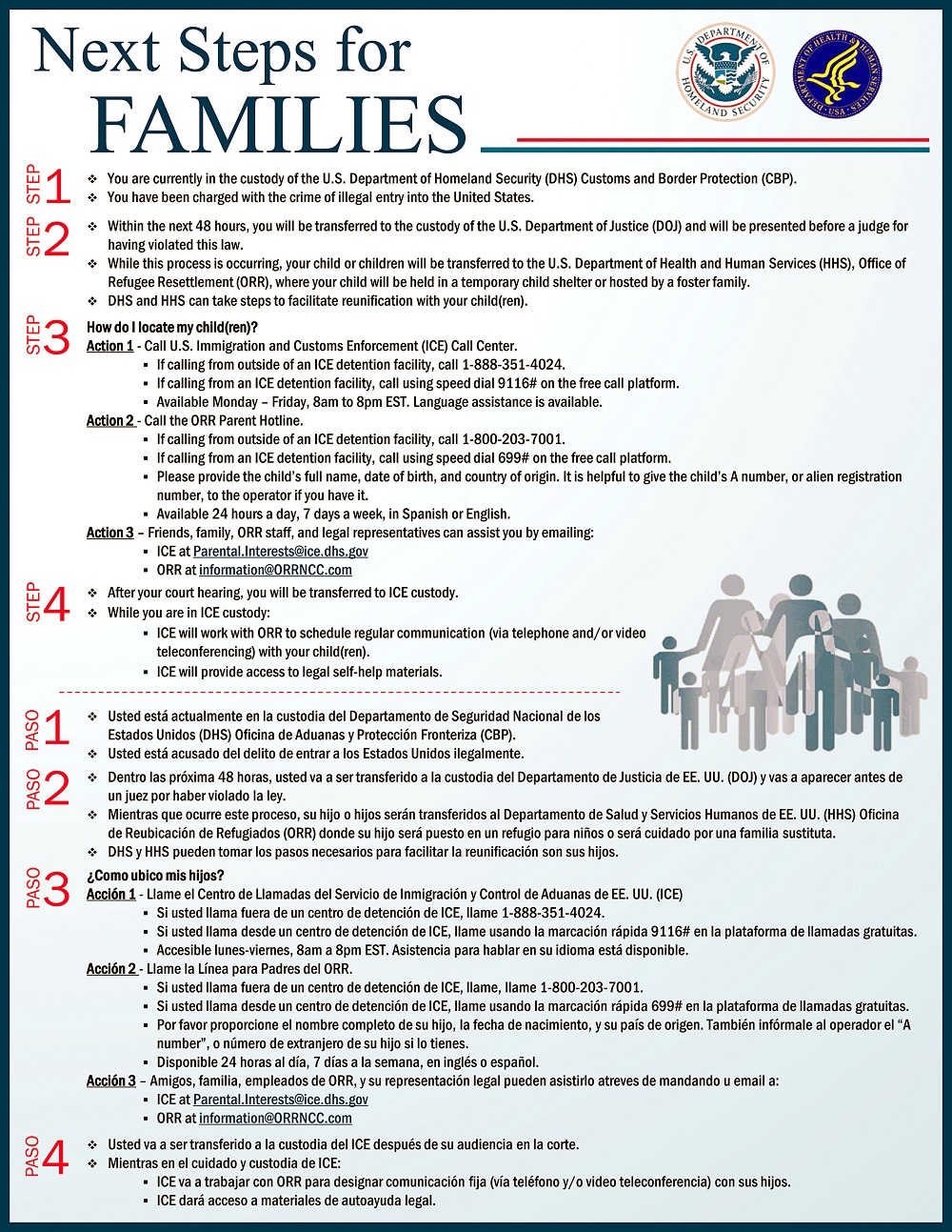 A flyer released by the US Department of Homeland Security June 19, 2018, shows information being distributed in US-Mexico border facilities. u00e2u20acu201d US Department of Homeland Security/Handout via REUTERS