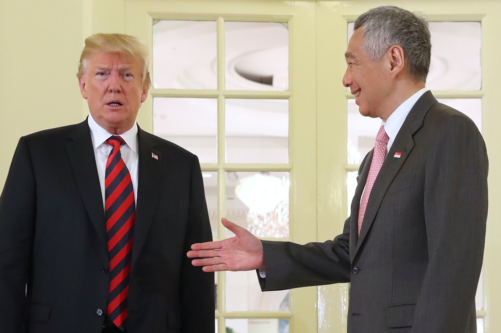 US President Donald Trump and Singapore's Prime Minister Lee Hsien Loong shake hands during a meeting at the Istana in Singapore June 11, 2018. u00e2u20acu201d Reuters pic