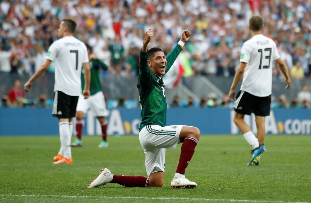 Mexicou00e2u20acu2122s Edson Alvarez celebrates after the match against Germany at the Luzhniki Stadium, Moscow, Russia, June 17, 2018. u00e2u20acu2022 Reuters picnnn