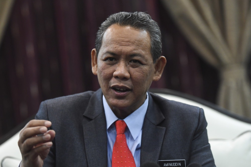 Negri Sembilan Mentri Besar Aminuddin Harun speaks to Bernama in Seremban June 13, 2018. u00e2u20acu201d Bernama pic