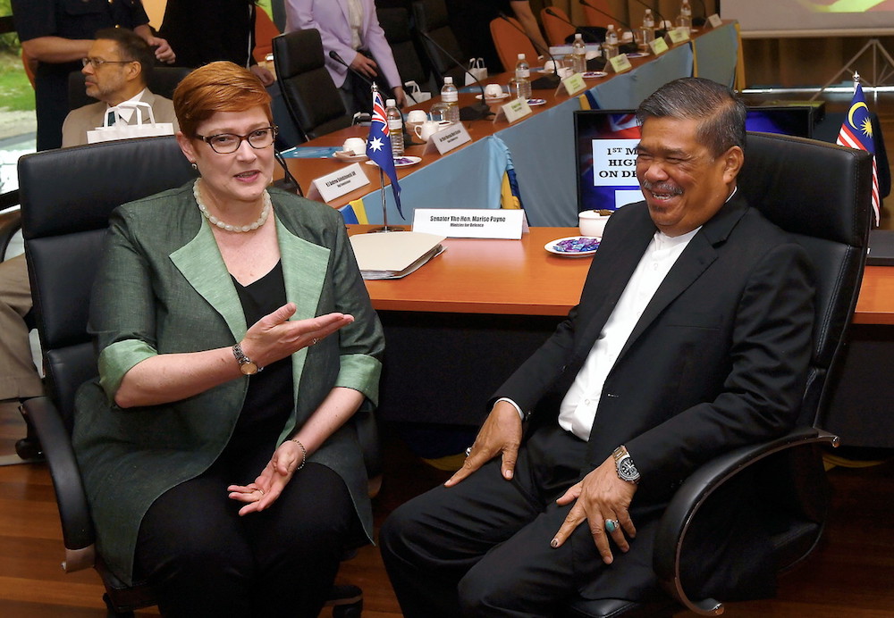 Minister of Defence Mohamad Sabu and Australian Minister for Defence Marise Payne attend the inaugural Malaysia-Australia High Level Committee on Defence Cooperation (HLC) meeting in Butterworth June 25, 2018. u00e2u20acu201d Bernama pic