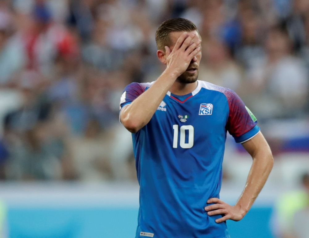 Iceland's Gylfi Sigurdsson looks dejected after losing the match against Nigeria, June 21, 2018. u00e2u20acu2022 Reuters pic