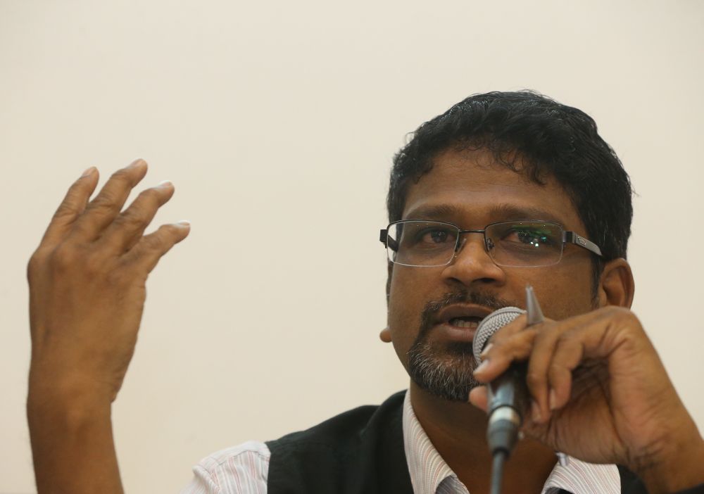 Sevan Doraisamy speaks at the launch of Suaram's Malaysia Human Rights Report 2017 in Putrajaya June 19, 2018. u00e2u20acu2022 Picture by Zuraneeza Zulkifli