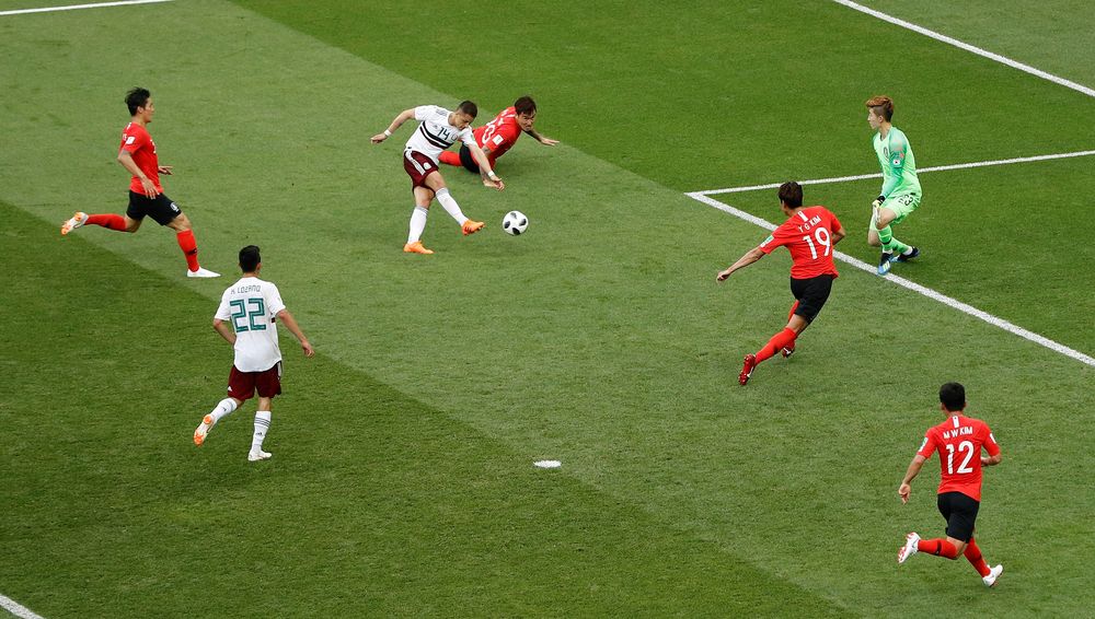 Mexicou00e2u20acu2122s Javier Hernandez scores their second goal during their World Cup Group F match in Rostov Arena, Rostov-on-Don, Russia, June 23, 2018. u00e2u20acu201d Reuters pic