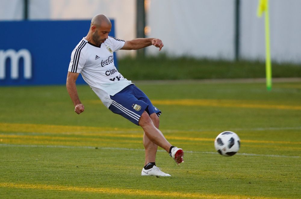Argentina's Javier Mascherano during training. u00e2u20acu201d Reuters pic