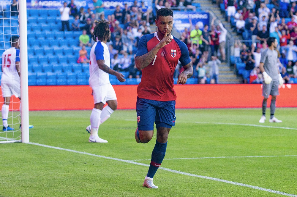 Norway's Joshua King reacts after scoring the 1-0 during the international friendly football match between Norway and Panama in Oslo on June 6, 2018. u00e2u20acu201d AFP pic 
