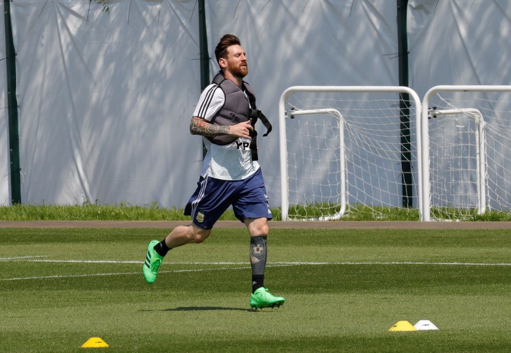 Argentinau00e2u20acu2122s Lionel Messi attends a training session Bronnitsy, Moscow Region, Russia, June 23, 2018. u00e2u20acu2022 Reuters pic