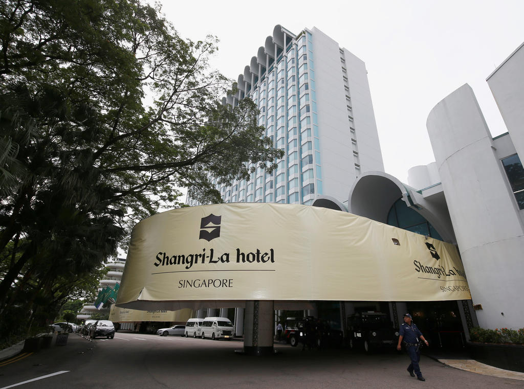 Security personnel patrol outside Shangri-la Hotel during the IISS Shangri-la Dialogue in Singapore June 1, 2018. u00e2u20acu201d Reuters pic