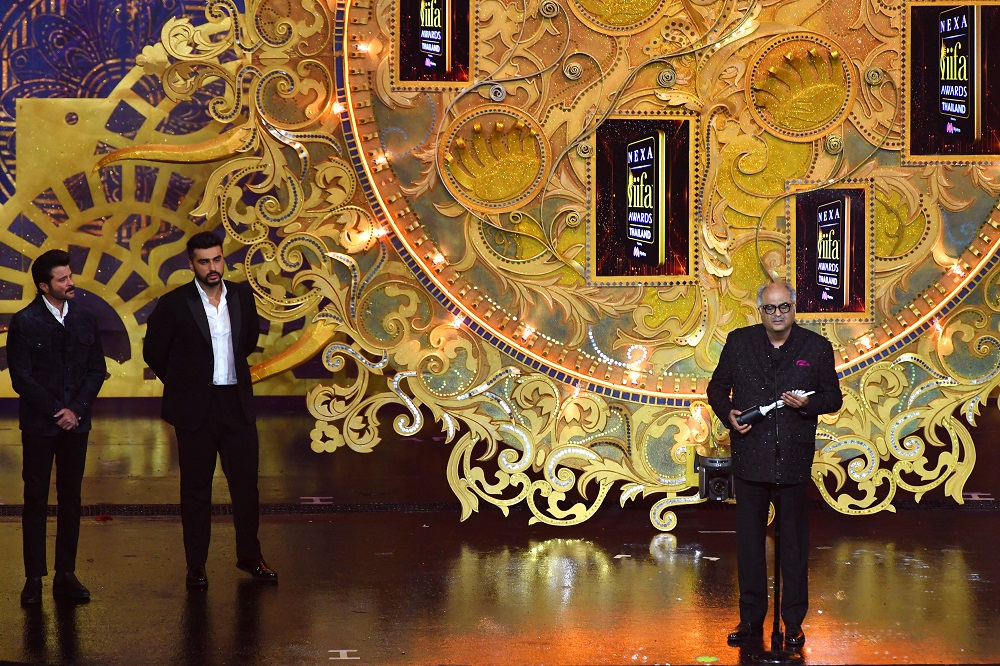 Bollywood film producer Boney Kapoor receives the award in behalf of his late wife and actress Sridevi during the IIFA Awards of the 19th International Indian Film Academy festival at the Siam Niramit Theatre in Bangkok, June 24, 2018. u00e2u20acu201d AFP pic